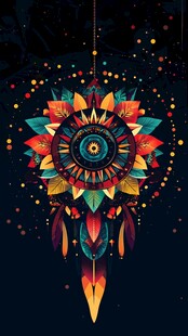 梦幻绚丽捕梦网挂饰图案