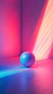 蓝球在幻彩光影下的静美