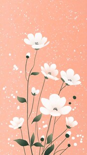 粉色背景下的清新白色花朵