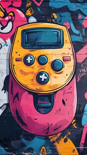 复古游戏手柄涂鸦艺术