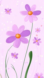 梦幻紫色小花插画背景
