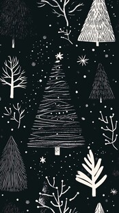 冬日森林圣诞树木图案