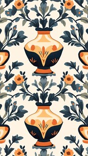 复古花瓶花卉图案背景