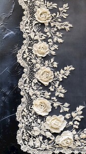 精致白色玫瑰刺绣花边