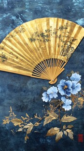 古典折扇与花卉艺术画面