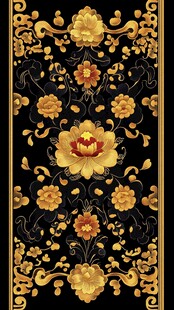 黑金中式花卉传统纹样
