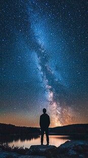 男子独赏璀璨银河美景