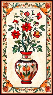 印度风花瓶花卉装饰图案