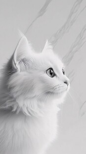 优雅白猫侧颜特写