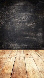 木质地板与黑色背景墙面