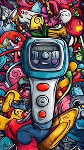 复古游戏机涂鸦艺术画面