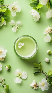 清新绿植与护肤霜的春日组合