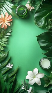 绿植环绕的清新护肤场景