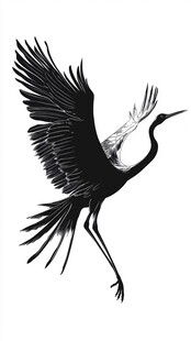 展翅高飞的优雅黑鹤