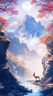 月夜山林间的鹿影奇观