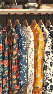 多彩印花衬衫挂架展示
