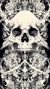 骷髅花卉图案艺术设计