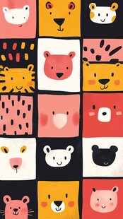 可爱动物头像图案设计