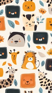 可爱动物图案背景