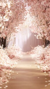 浪漫粉色樱花婚礼通道