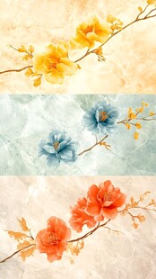 三色花卉装饰画图案素材