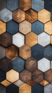 六边形木质拼接墙面