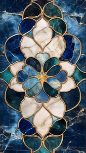 蓝调花卉马赛克艺术图案