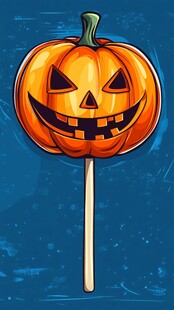 万圣节南瓜棒棒糖插画