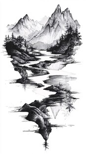 水墨山水风景图