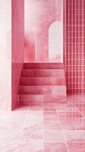 梦幻粉色系室内阶梯空间