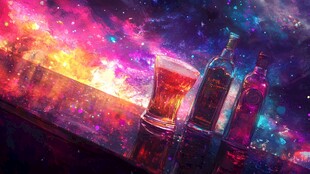 梦幻星空下的美酒景致
