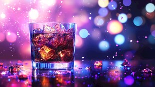梦幻光影中的冰爽鸡尾酒