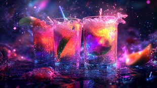 梦幻炫彩的缤纷鸡尾酒