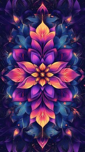 梦幻绚丽对称花卉图案