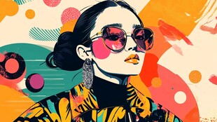 时尚酷感女孩插画风格形象