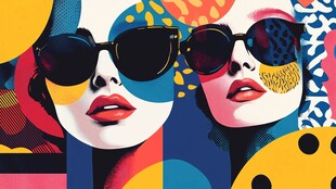 时尚双姝的潮流墨镜风采