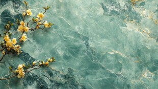 玉色背景上的烂漫黄枝花