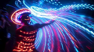 炫彩光影舞者的动感瞬间