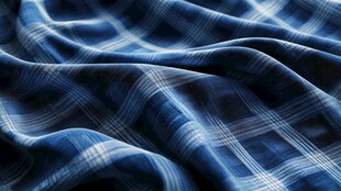 蓝色格子褶皱布料纹理