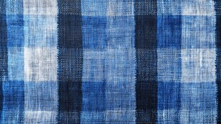 蓝格布料纹理特写