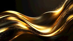 金色流体波浪背景图