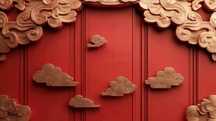 中式红墙祥云精美雕刻