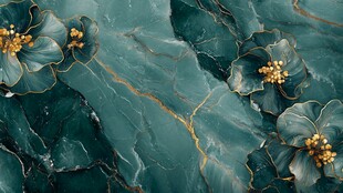 绿玉繁花 奢华大理石花卉图