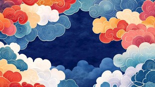 中式多彩祥云背景图案