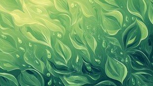 清新绿叶水滴梦幻背景图