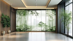 中式竹景客厅优雅空间