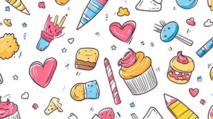 可爱甜点卡通图案背景图
