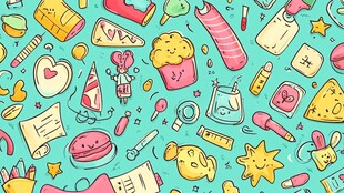 卡通风格多彩派对元素集合