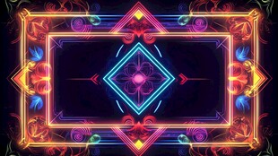 炫彩霓虹几何边框图案