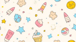 可爱卡通图案的童趣背景